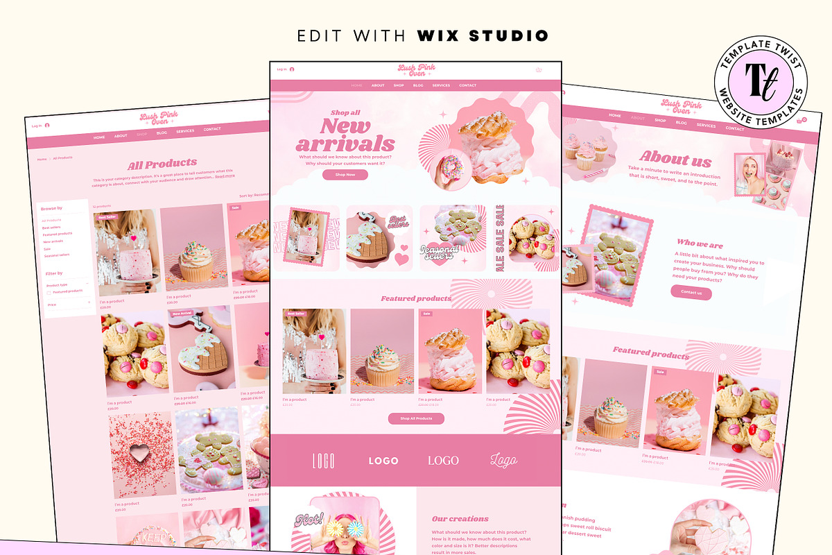 Pink Bakery Wix Website Template, a Wix Template by Template Twist Shop (Photo 2 of 10)
