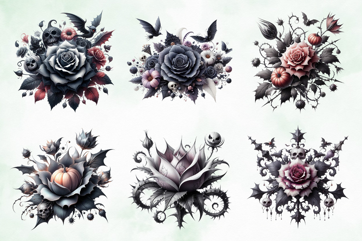 Halloween Gothic Flower Sublimation, an Illustration by Creative Art (Photo 3 of 4)