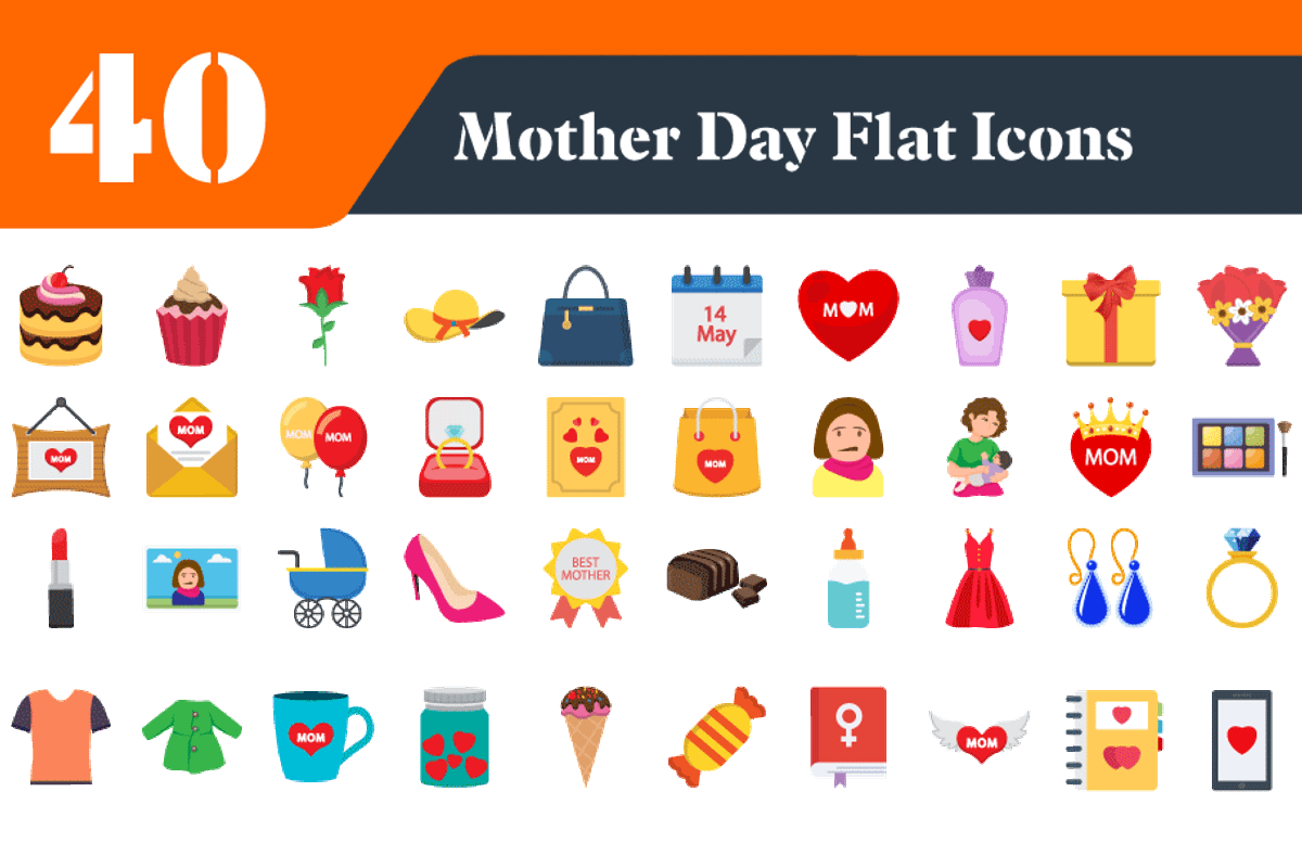 Mother’s Day Flat Icons Bundle, an Emoji Icon by EllaMaiyaali (Photo 1 of 3)