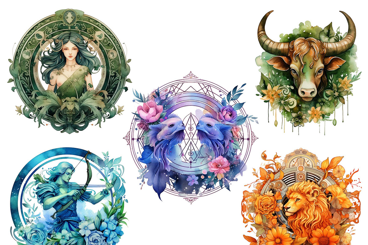 Watercolor Astrological Clipart, an Object Illustration by Design Scotch (Photo 5 of 7)