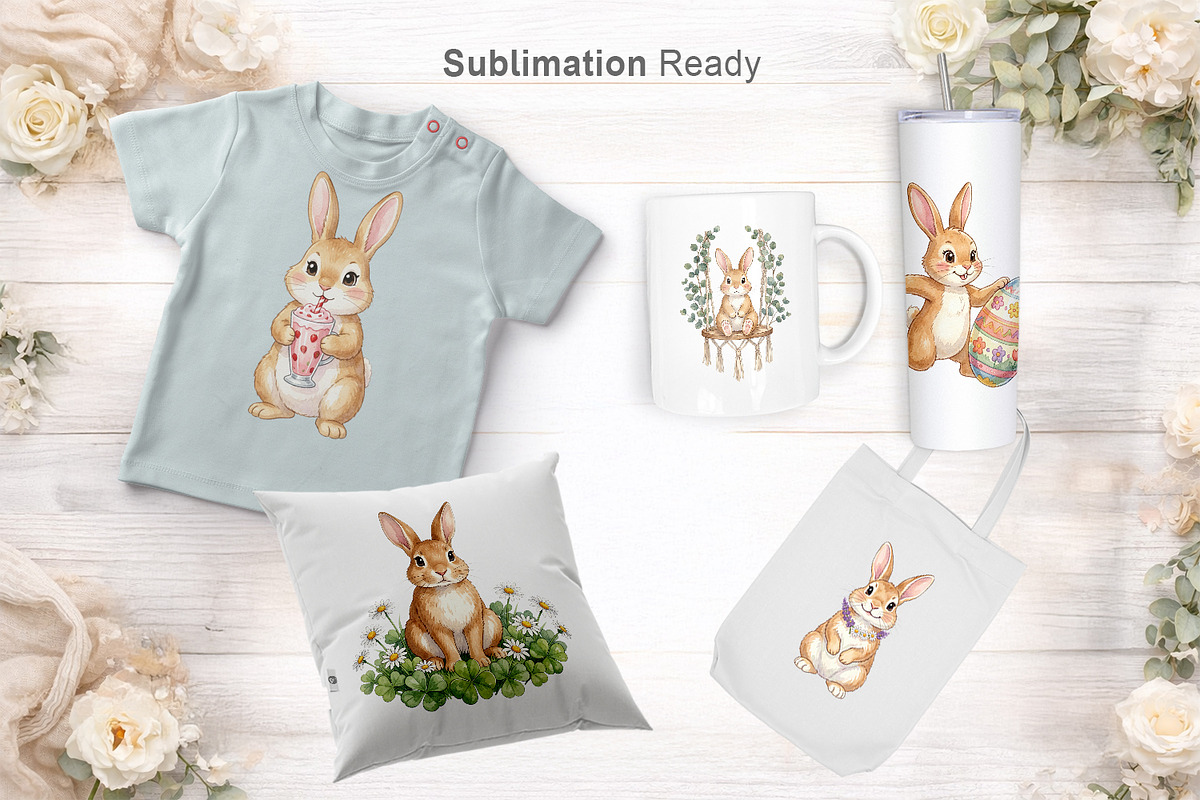 Watercolor Easter Bunny PNG Bundle, an Illustration by Artnoy (Photo 5 of 8)