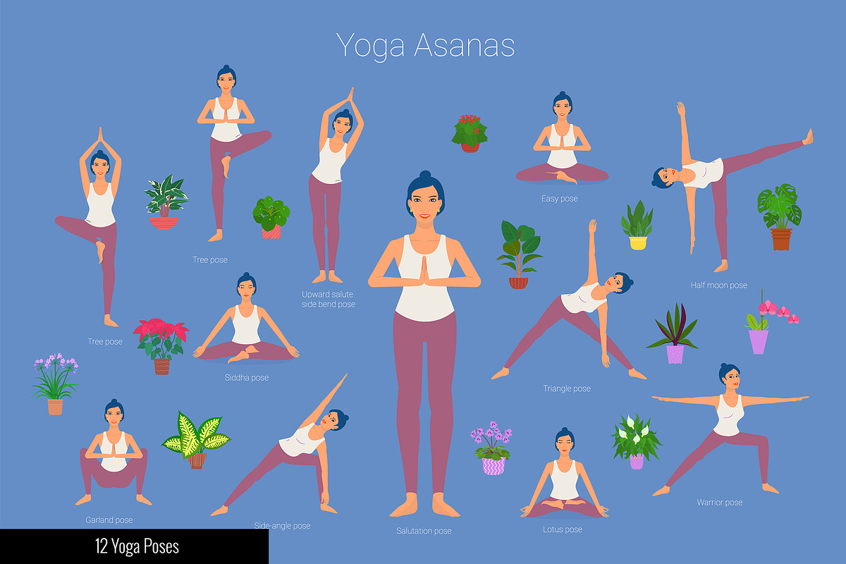 Yoga Poses Illustrations with Names, an Object Graphic by Rose Design (Photo 2 of 13)
