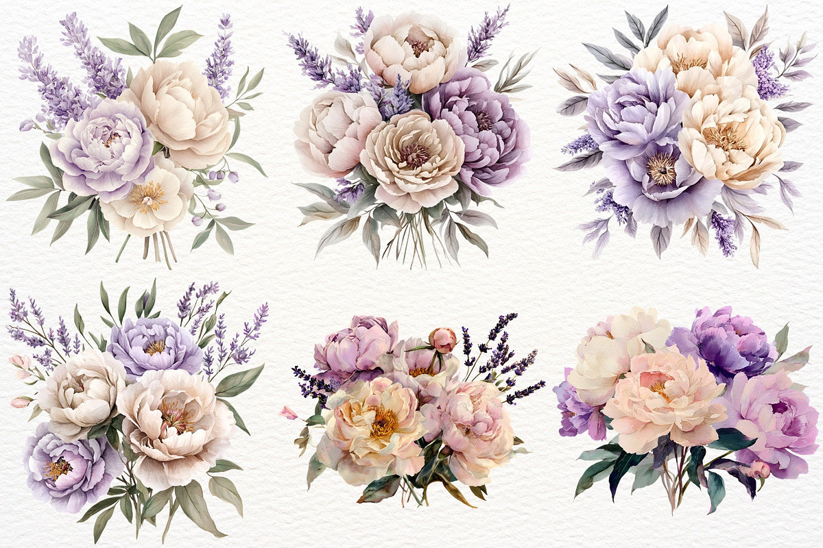 Peony Bouquet Floral Arrangement PNG, a Decorative Illustration by SugarCloudStudioArt (Photo 4 of 8)