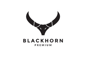 Horn Head Buffalo Black Skull Logo