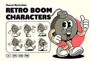 Retro Boom Characters, an Object Illustration by Graptail