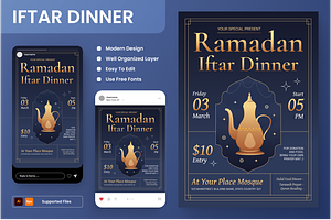 Iftar Dinner Flyer Set, a Flyer Template by Annora Studio