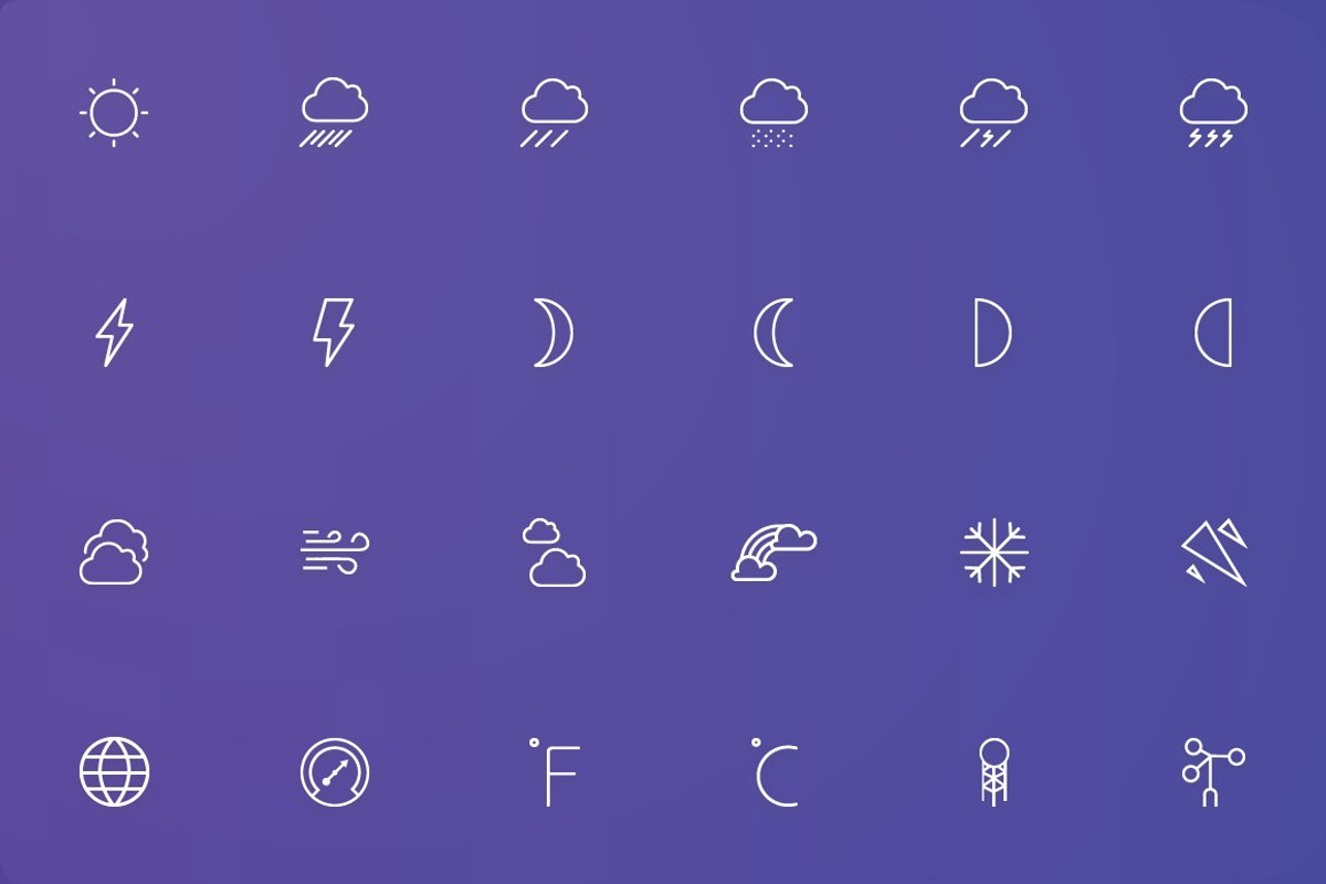 Weather and Forecast Thin Line Icons, a Solid Icon by FlatLineIcons (Photo 2 of 3)