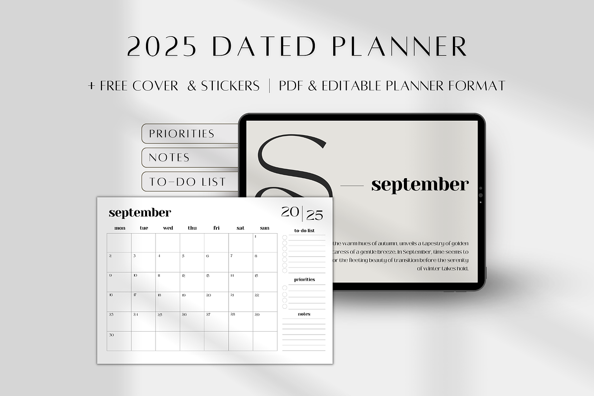 Dated Monthly Planner 2025, a Stationery Template by BRANDcontent (Photo 1 of 6)