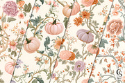 Pastel Fall Chinoiserie Pattern, a Pattern Graphic by Creative Store (Thumbnail 2 of 5)