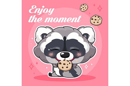 Cute raccoon kawaii character, a Poster Template by The img