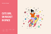 Cute Girl Riding Rocket in Space, a Person Illustration by Partikusi Design (Thumbnail 1 of 3)