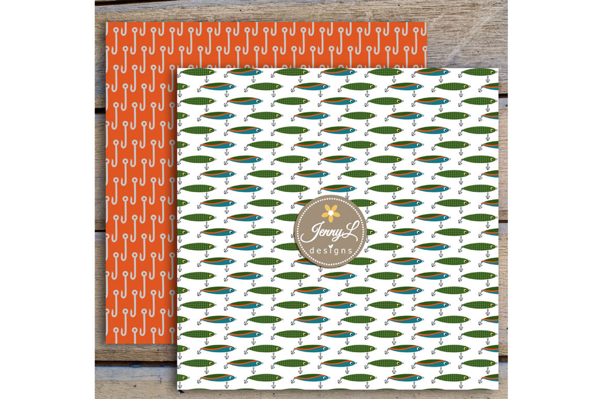 Fishing Digital papers & clipart, a Pattern Graphic by JennyL Designs (Photo 5 of 5)