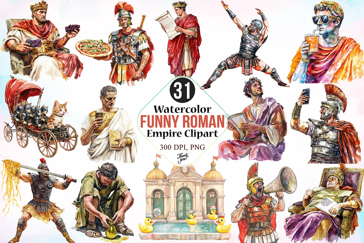 Watercolor Funny Roman Empire PNG, a Person Illustration by Canvas Craft (Photo 1 of 3)