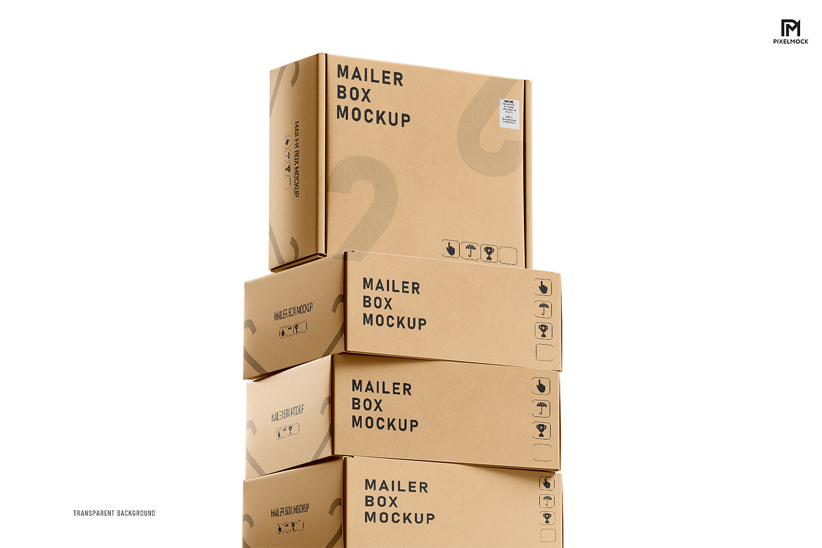 Square Kraft Mailer Box Mockup Set, a Packaging Mockup by pixelmock (Photo 16 of 19)