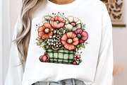 Watercolor spring flower basket PNG, an Illustration by SinaCreation (Thumbnail 5 of 11)