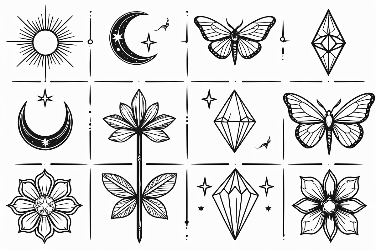 Mystical Crystal & Floral Icons Set, an Illustration by jahid234 (Photo 5 of 7)