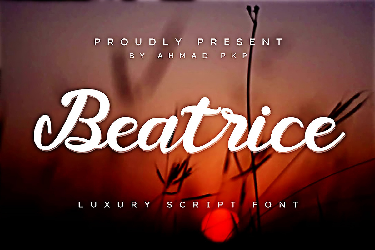Beatrice Font Elegant Script, a Script Font by Ahmad Pkp Studio (Photo 1 of 8)