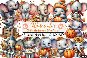 Cute Autumn Elephant Sublimation, an Illustration by DreamCafeArt
