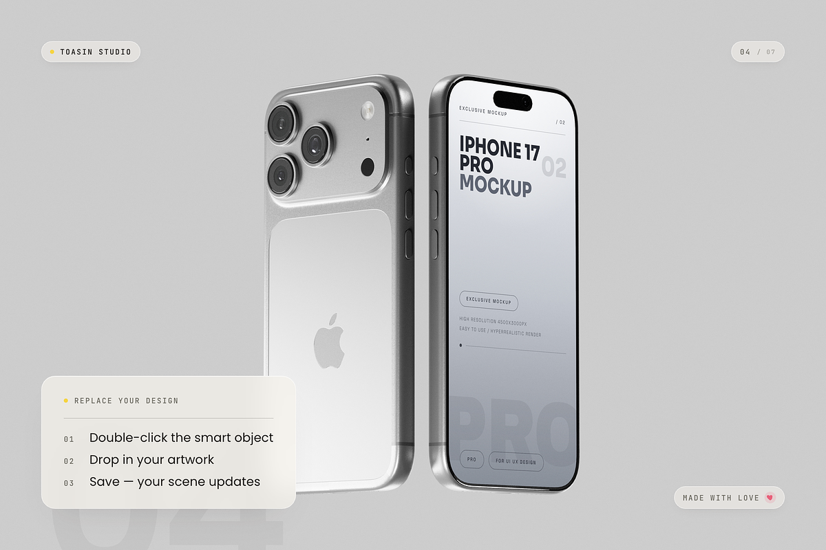 iPhone 17 Pro Mockup, an iPhone Mockup by Toasin Studio (Photo 4 of 7)