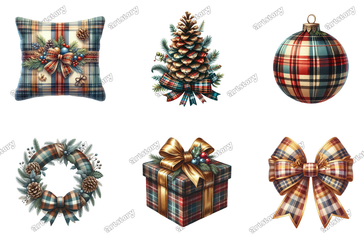 Luxury Plaid Christmas Clipart, an Illustration by designcity5 (Photo 3 of 5)