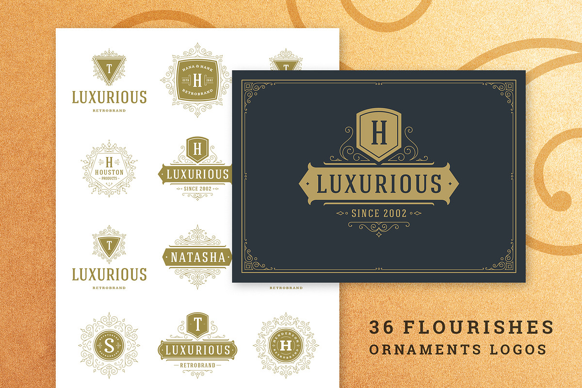36 Luxury Ornament Logos, a Branding & Logo Template by Vasya Kobelev (Photo 1 of 14)