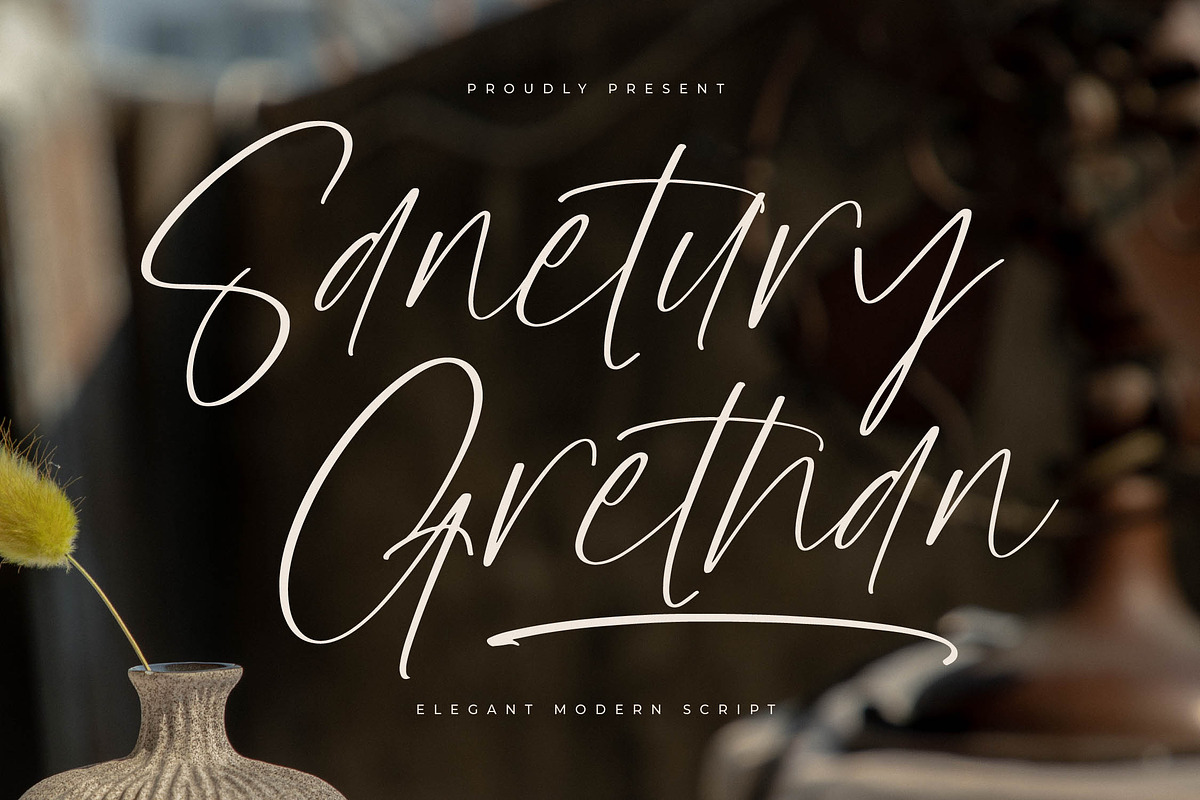 Sanetury Grethan Elegant Script, a Script Font by Letterena Studios Script (Photo 1 of 15)