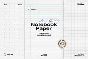 Notebook Paper Backgrounds, a Background Graphic by Bitstate Design
