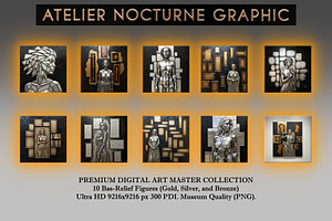 10 Bas-Relief Figures Gold & Silver