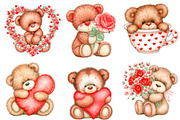 Valentine’s Day Teddy Bear Clipart, a Seasonal Illustration by SVGArt (Thumbnail 4 of 5)