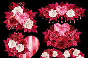 Red Valentines Day Bouquets 12 PNG