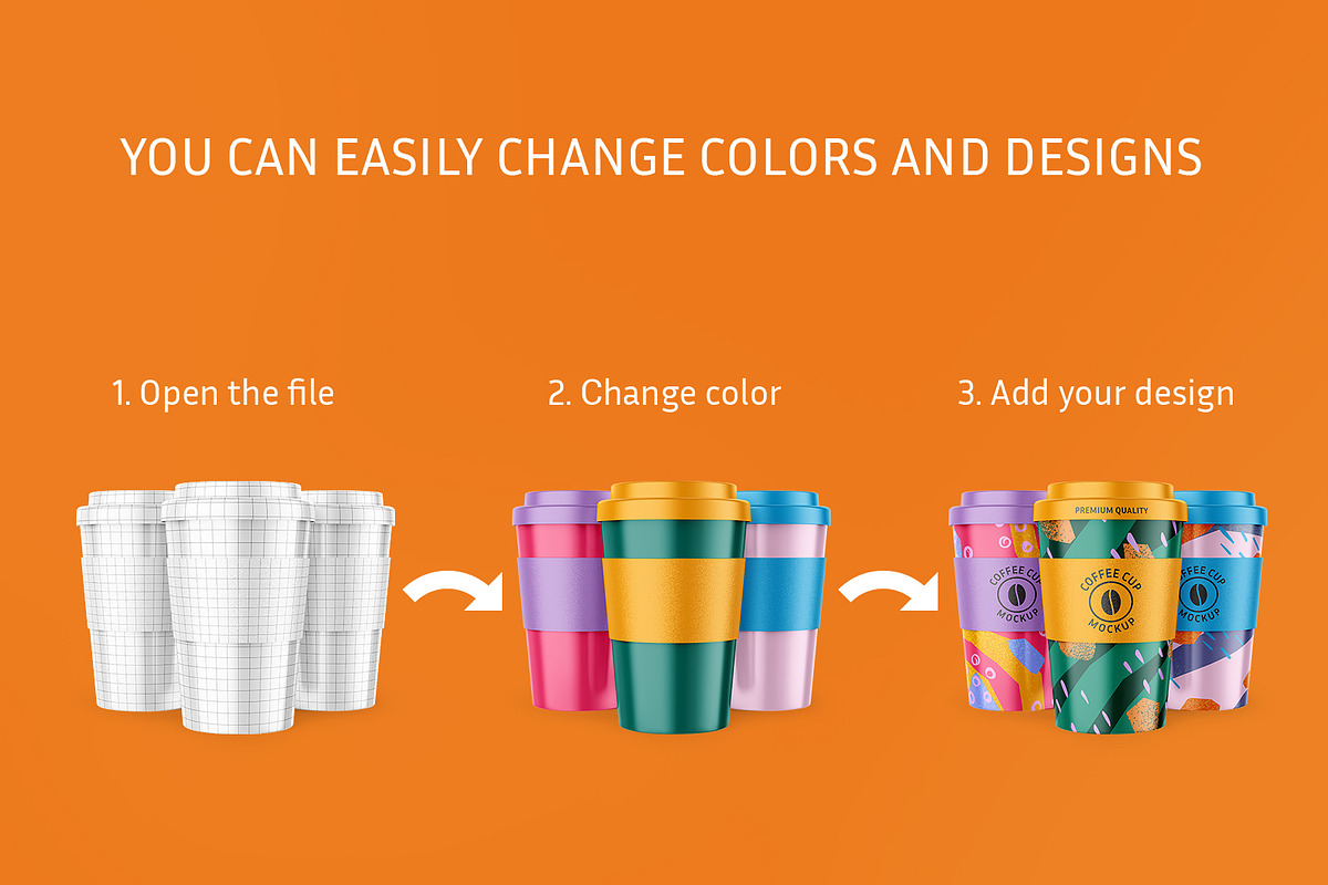 Reusable Coffee Cups Mockup, a Cups & Container Mockup by ShooShooShop (Photo 3 of 3)