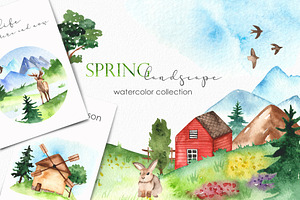 Spring Landscape Watercolor