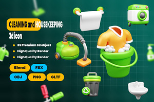CLEANING and HOUSEKEEPING 3d  Pack, an Object 3D Model by Ui Stock