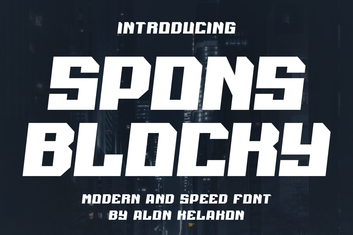 Spons Blocky, a Sans Serif Font by alon kelakon (Photo 1 of 6)