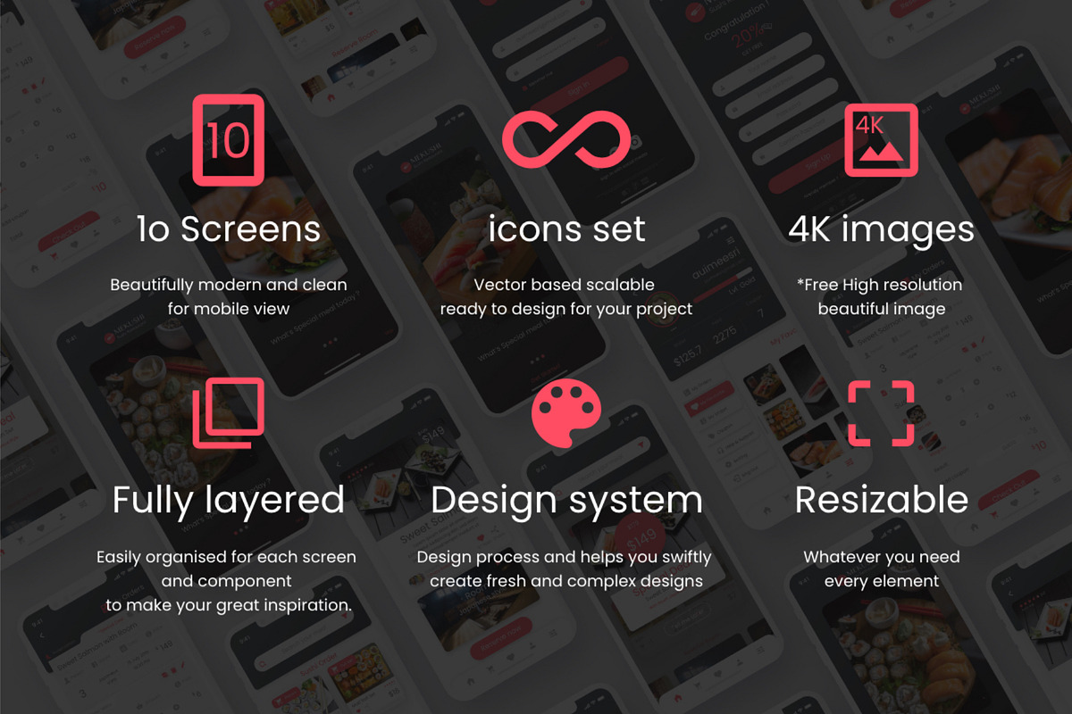 Sushi Restaurant App Mobile UI Kits, an UI Kit Template by Artmeesri (Photo 8 of 8)