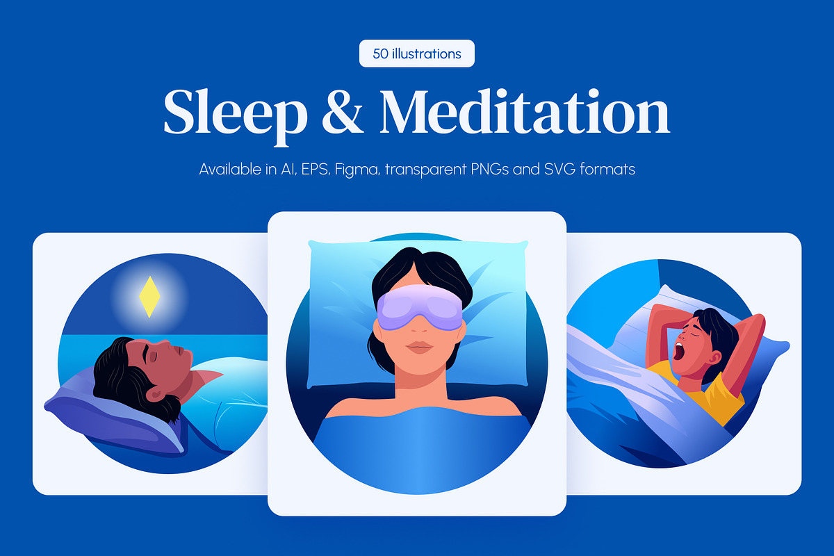 Sleep and Meditation Illustration, a Healthcare Illustration by Brickclay (Photo 1 of 9)