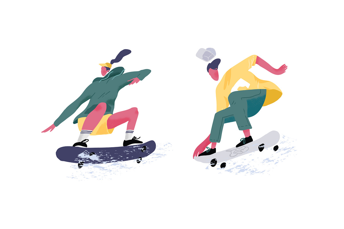 People skateboarding set, a Sport Illustration by Good Studio (Photo 3 of 4)