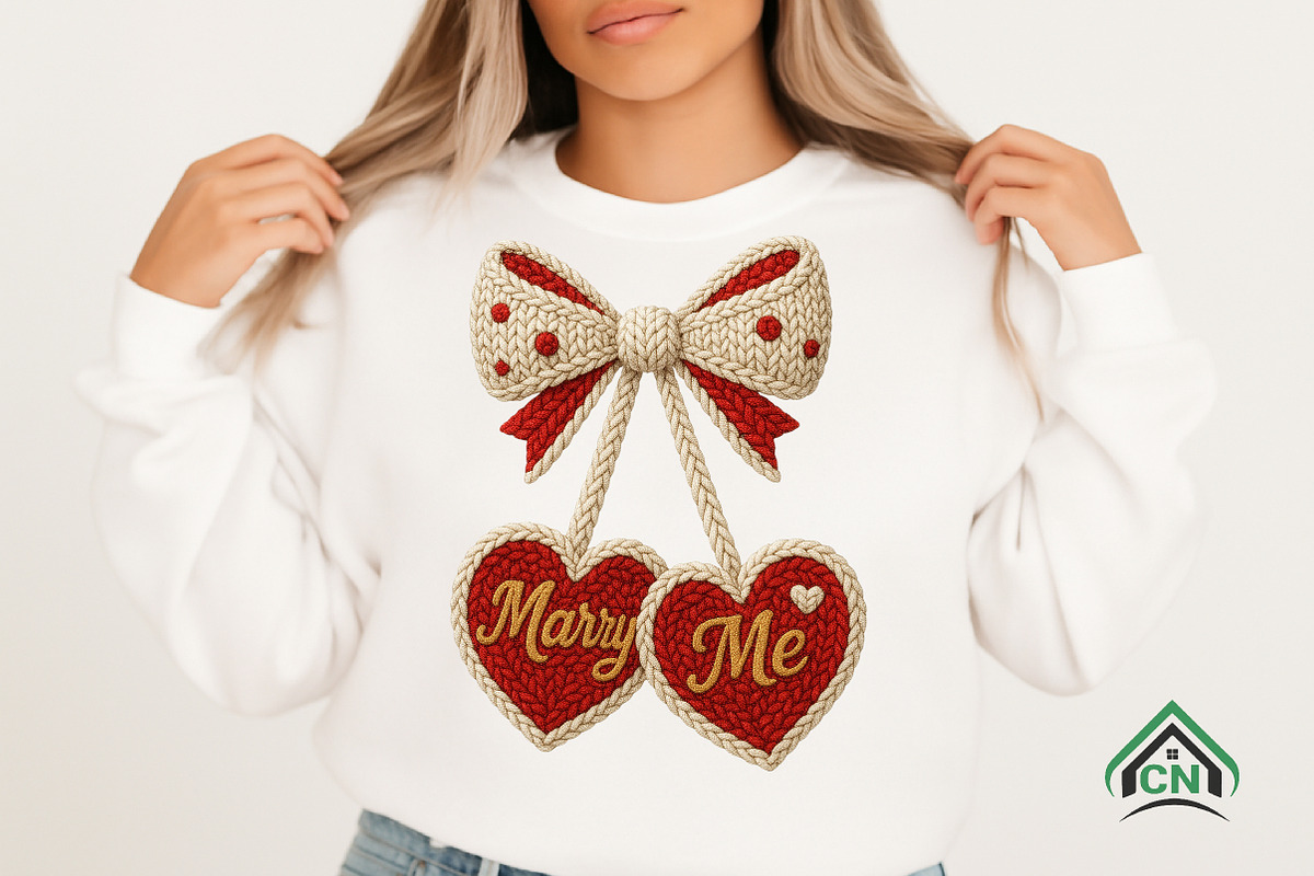 Knitted Bow with Marry Me Hearts Png, an Illustration by Craft Nest (Photo 3 of 6)
