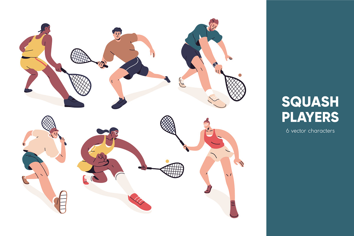 Squash players set. Sports game, a Sport Illustration by Good Studio (Photo 1 of 5)