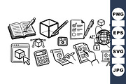 Hand Drawn Office Supplies Set, an Illustration by designvectx (Thumbnail 1 of 3)