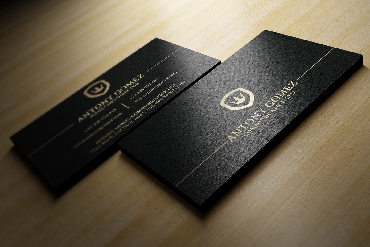 Simple Gold And Black Business Card, a Business Card Template by Marvel (Photo 5 of 6)
