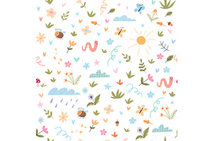 Whimsical Nature Pattern with, an Illustration by robuart