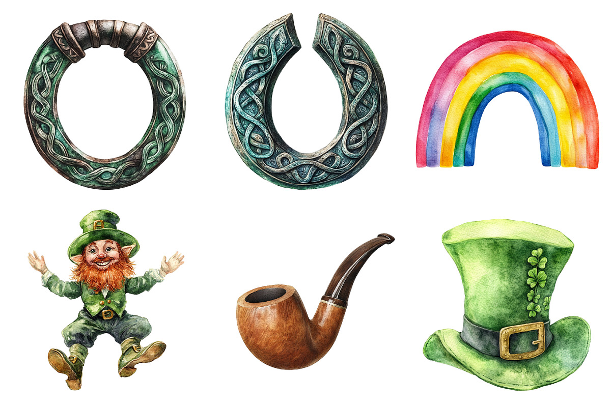 Watercolor St. Patrick's Day Clipart, a Seasonal Illustration by CitraGraphics (Photo 5 of 6)