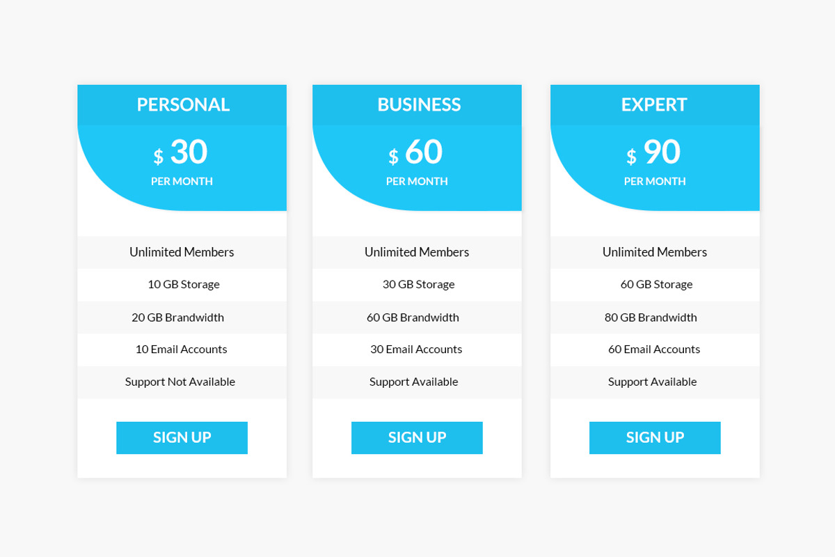 Clean Pricing Tables, a Templates & Theme by Youme Techworld (Photo 2 of 6)