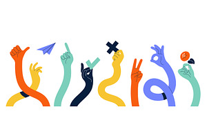 Comic flexible hands. Long color, an Object Illustration by YummyBuum