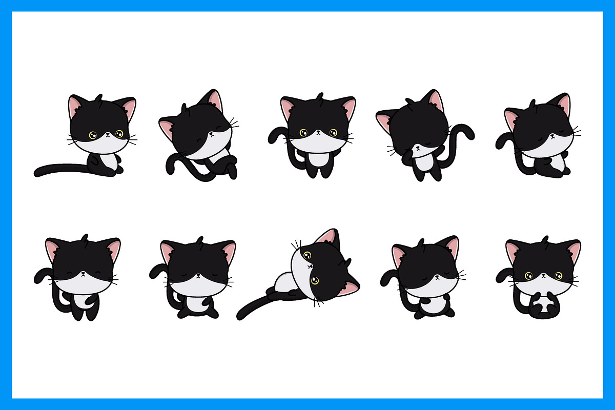 Set of Cute Black Cat Illustrations, an Illustration by ArtVarStudio (Photo 2 of 3)