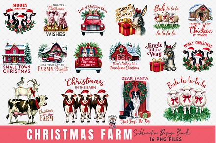 Christmas Farm Sublimation Bundle, a Graphic by Clipart Studio