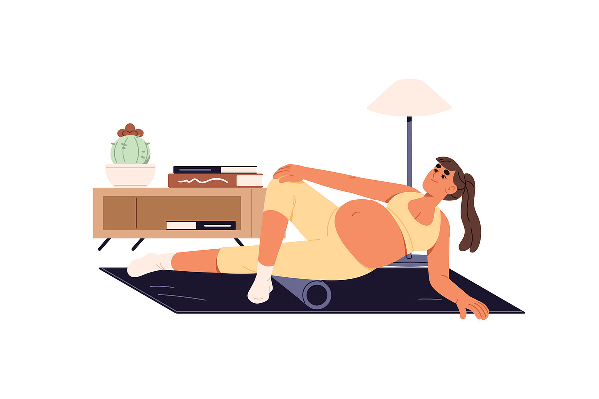 Pregnancy sport exercise, yoga set, a Person Illustration by PaperTrident (Photo 5 of 12)