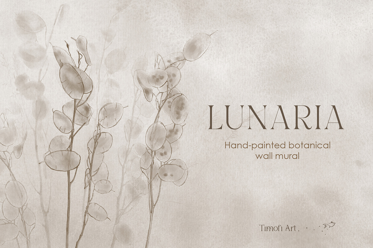 Lunaria – Botanical Wall Mural Set, a Wallpaper Graphic by Timofi Art (Photo 1 of 9)