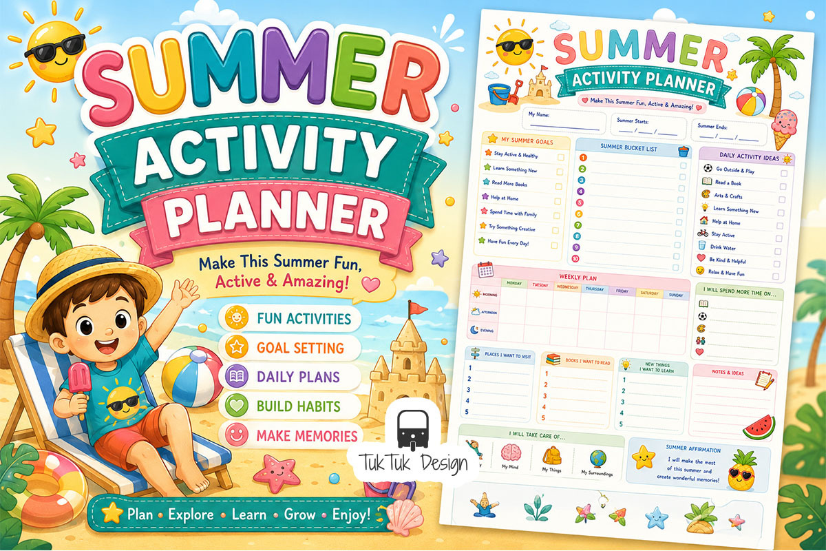 15 Kids Planners Printable Bundle, an Education Illustration by TukTuk Design (Photo 11 of 17)